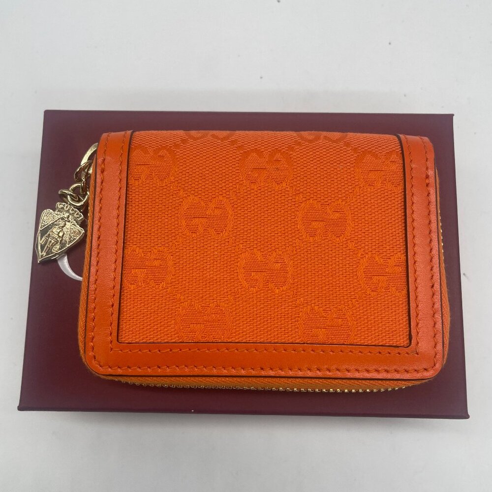 Gucci Bright Orange Leather And Canvas Wallet